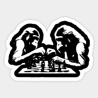 monkeys play chess Sticker